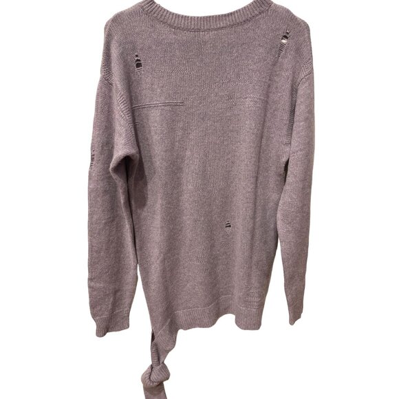Marc Jacobs Cashmere Sweater Distressed Lavender Purple Crewneck Loose Tie Sz L - Picture 3 of 7